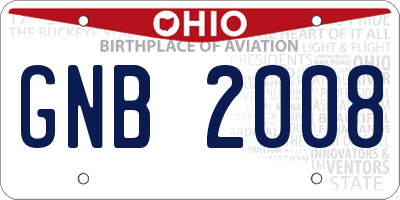 OH license plate GNB2008