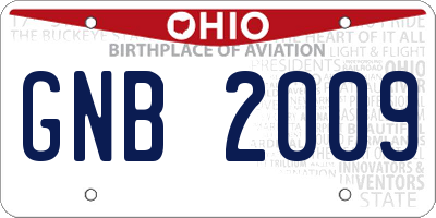 OH license plate GNB2009
