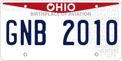 OH license plate GNB2010