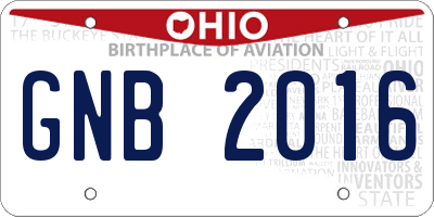 OH license plate GNB2016