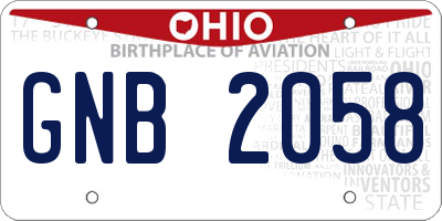 OH license plate GNB2058