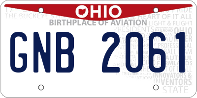 OH license plate GNB2061