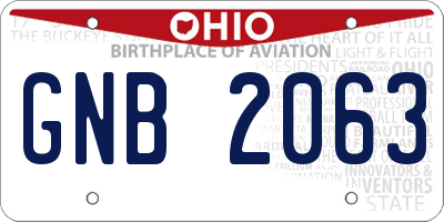 OH license plate GNB2063