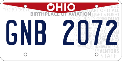 OH license plate GNB2072