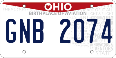 OH license plate GNB2074