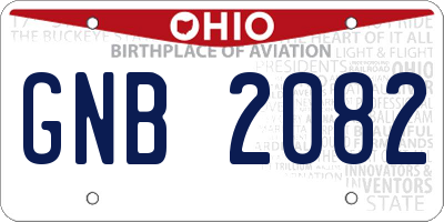 OH license plate GNB2082