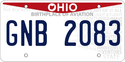OH license plate GNB2083