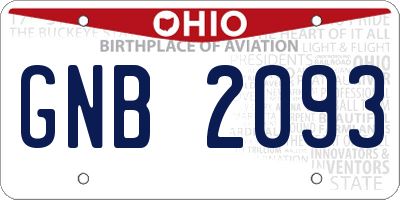 OH license plate GNB2093