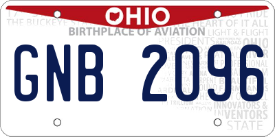 OH license plate GNB2096