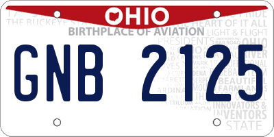 OH license plate GNB2125