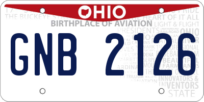 OH license plate GNB2126
