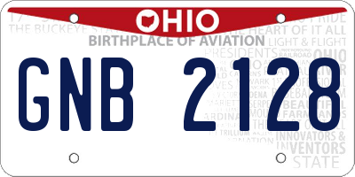 OH license plate GNB2128