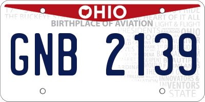 OH license plate GNB2139