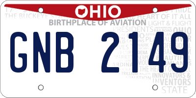 OH license plate GNB2149