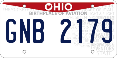 OH license plate GNB2179
