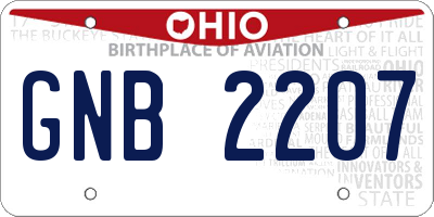 OH license plate GNB2207