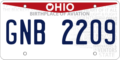 OH license plate GNB2209