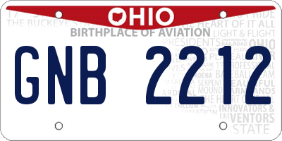 OH license plate GNB2212