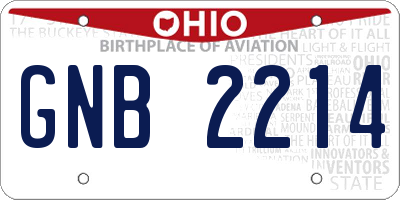 OH license plate GNB2214