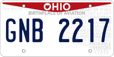 OH license plate GNB2217
