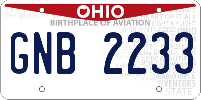 OH license plate GNB2233