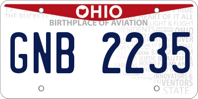 OH license plate GNB2235