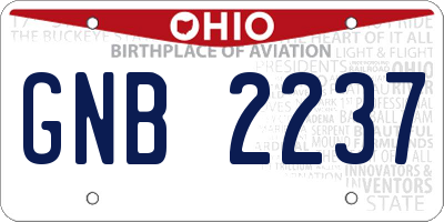 OH license plate GNB2237