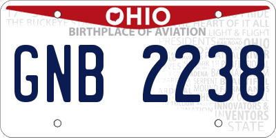 OH license plate GNB2238