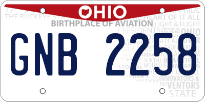 OH license plate GNB2258