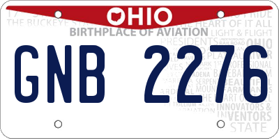 OH license plate GNB2276