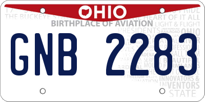 OH license plate GNB2283