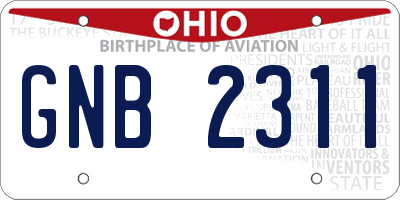 OH license plate GNB2311