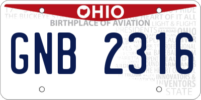 OH license plate GNB2316