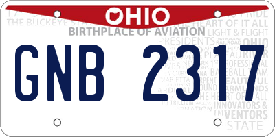 OH license plate GNB2317