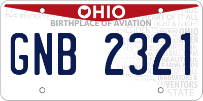 OH license plate GNB2321