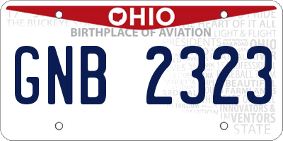 OH license plate GNB2323