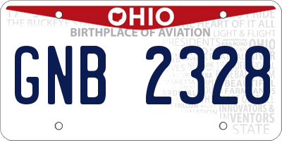 OH license plate GNB2328