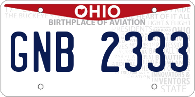 OH license plate GNB2333