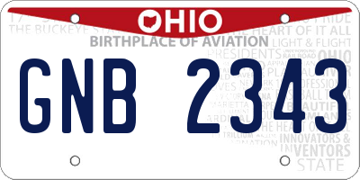 OH license plate GNB2343