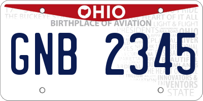 OH license plate GNB2345
