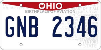 OH license plate GNB2346