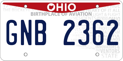 OH license plate GNB2362