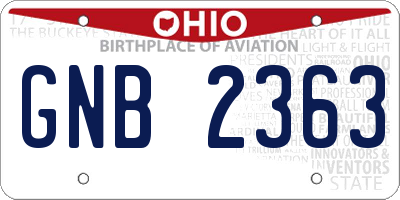 OH license plate GNB2363