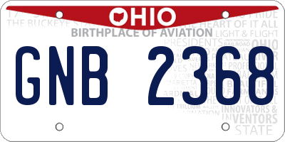 OH license plate GNB2368