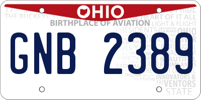 OH license plate GNB2389