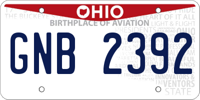OH license plate GNB2392