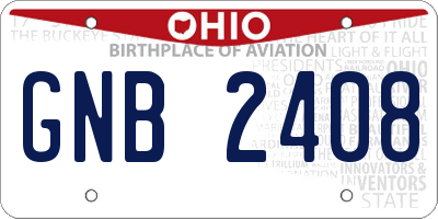 OH license plate GNB2408