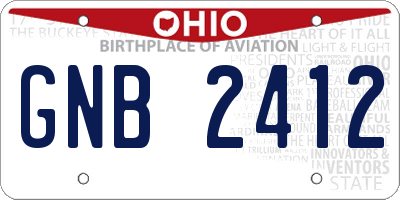 OH license plate GNB2412