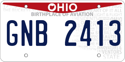 OH license plate GNB2413