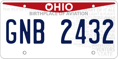 OH license plate GNB2432